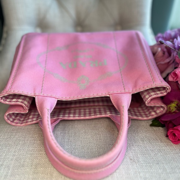 AUTHENTIC PINK PRADA CANAPA TOTE LIKE NEW - Picture 7 of 16